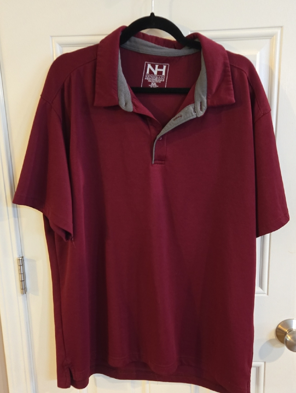 Burgundy Polo Shirt with Contrast Collar - Men's